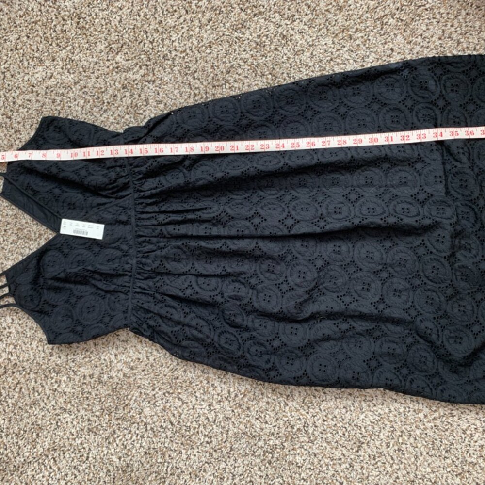 J. Crew Eyelet Double Strap Sleeveless Midi Dress Black Size - Picture 6 of 9